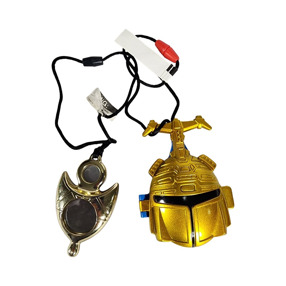 Vintage‎ 1998 Saban BeetleBorgs Metallix Gold Beetle Locket Necklace Set Toy